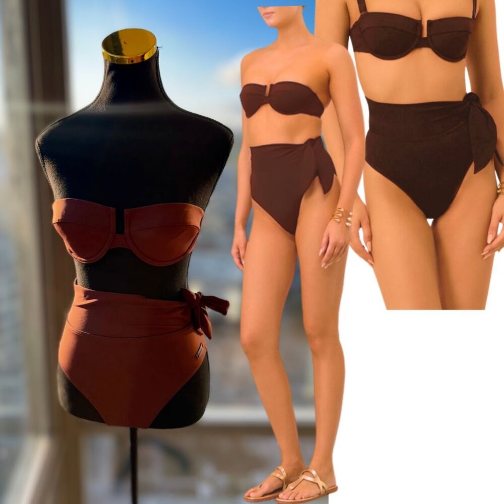 🆕 ZIMMERMANN 🧿 NWOT Separates Balconette & Scarf HW Pant Bikini Set Sz 0 = US2